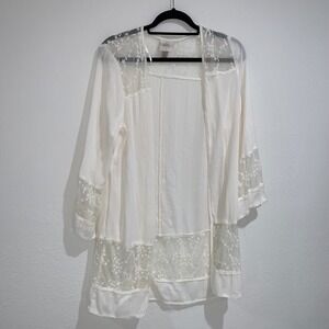 Knox rose cream‎ boho lace romantic duster coverup kimono size medium